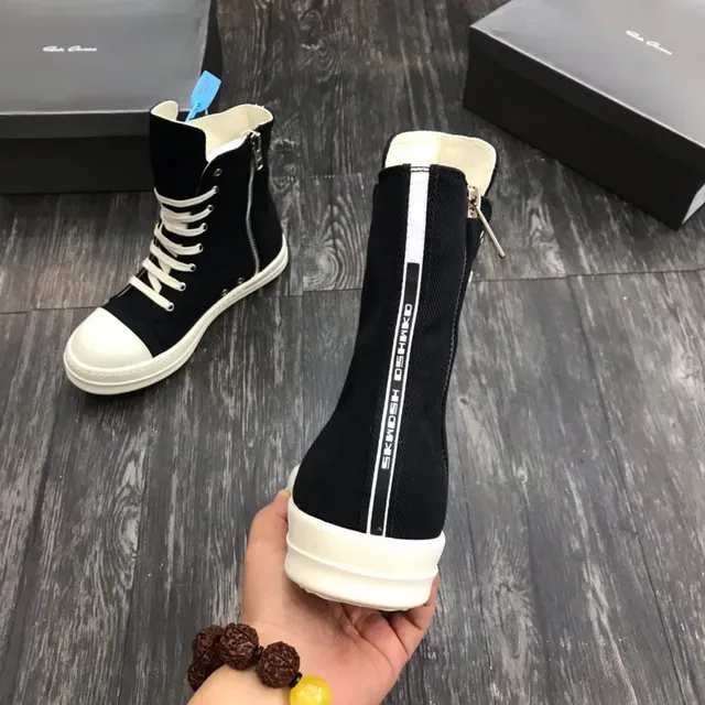 Black and White High-Top Canvas Platform Sneakers 3