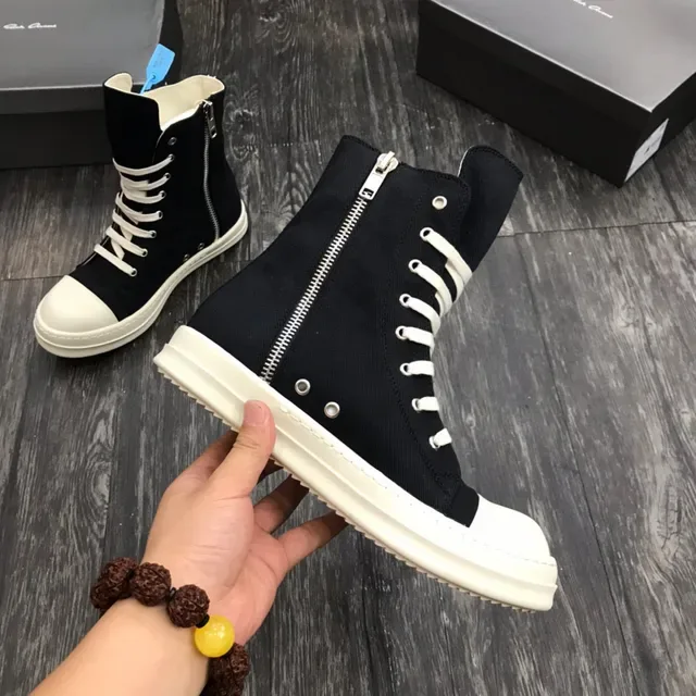 Black and White High-Top Canvas Platform Sneakers 5