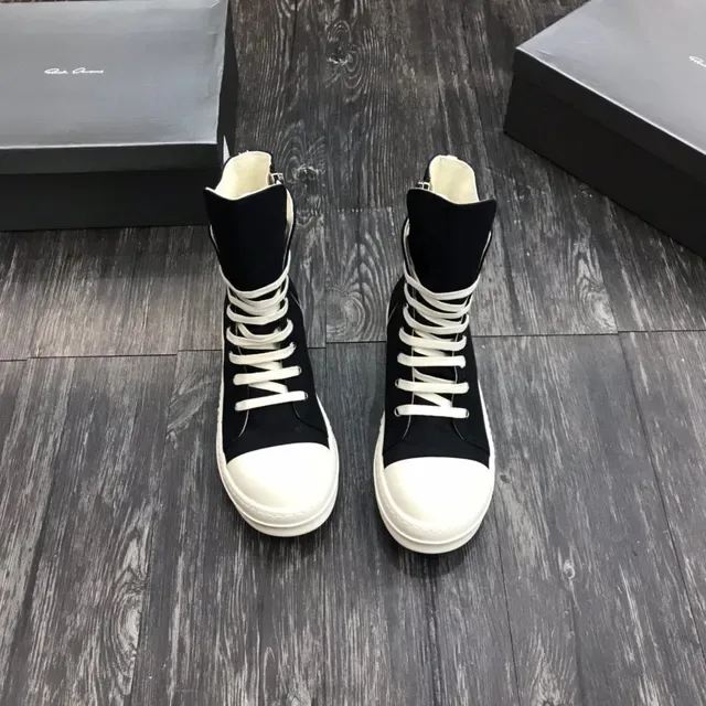 Black and White High-Top Canvas Platform Sneakers 6