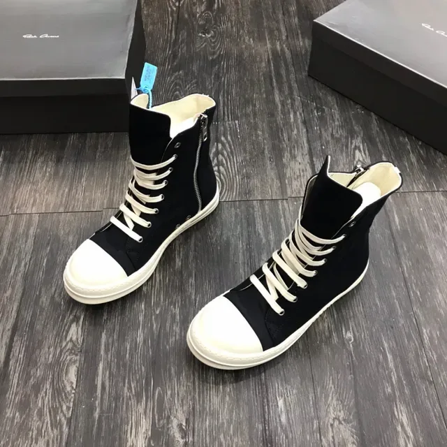 Black and White High-Top Canvas Platform Sneakers 8