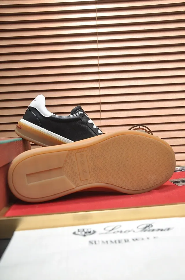 Black and White Two-Tone Leather Low-Top Gum Sole Sneaker 3