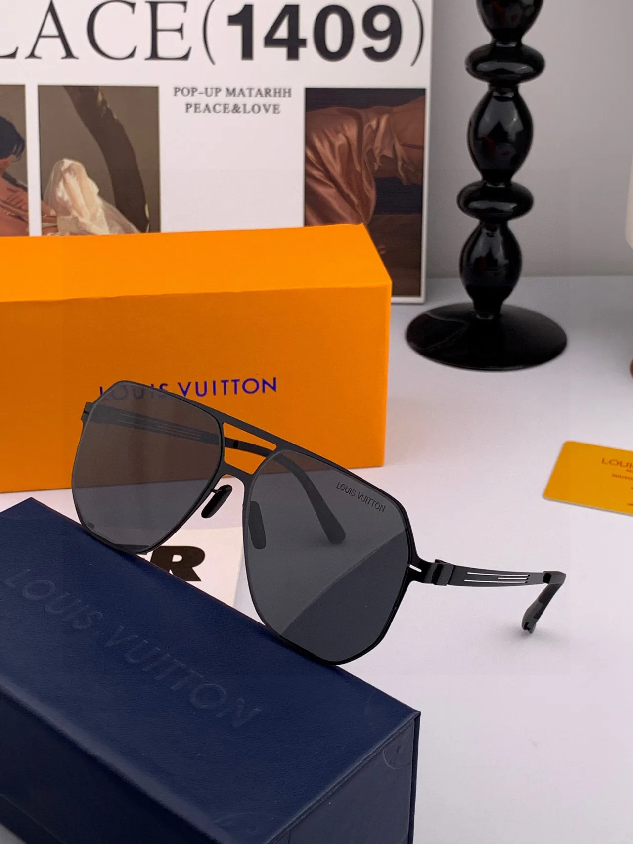 Black Aviator-Style Thin Metal Frame Sunglasses 2