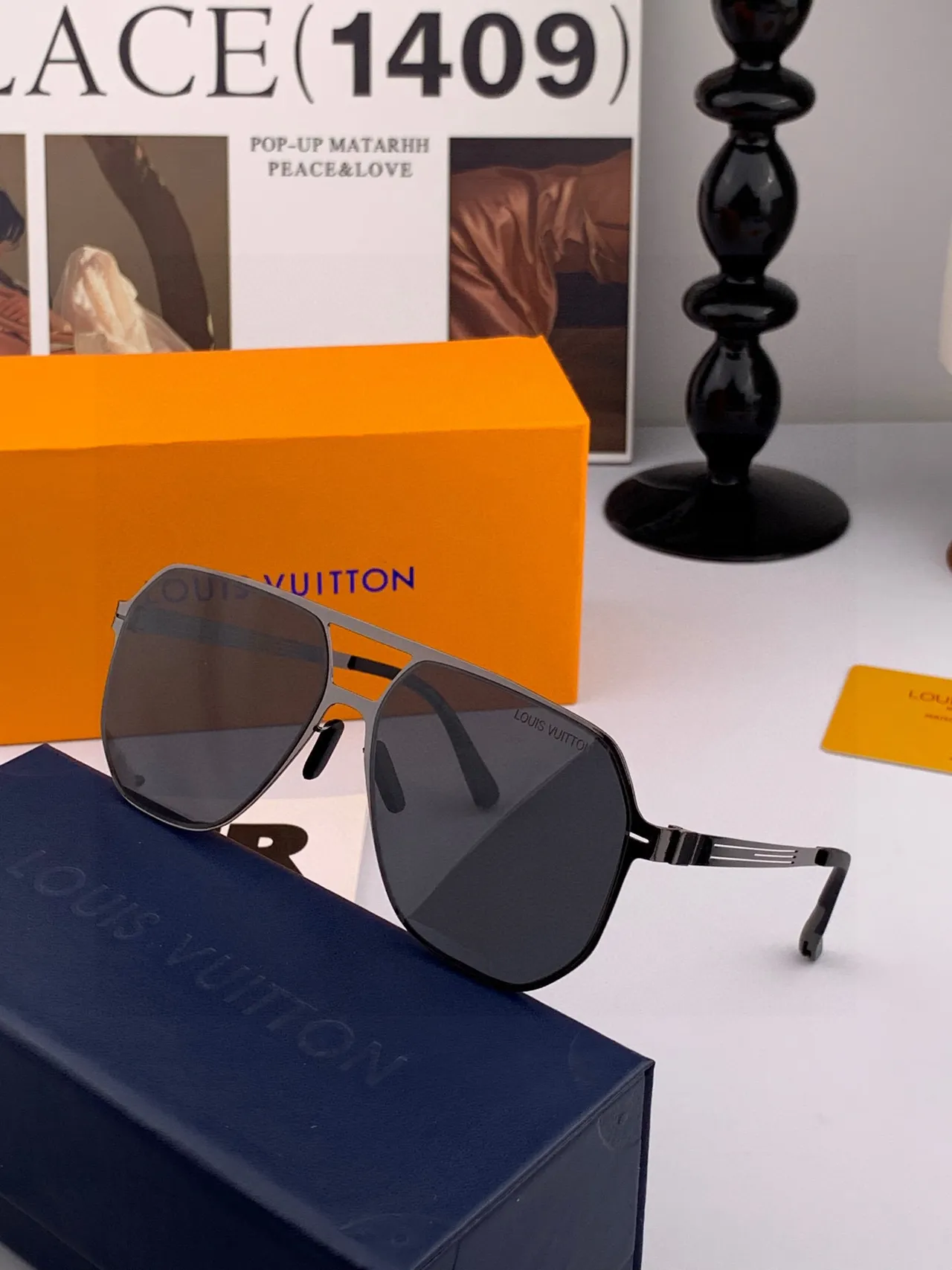 Black Aviator-Style Thin Metal Frame Sunglasses 4