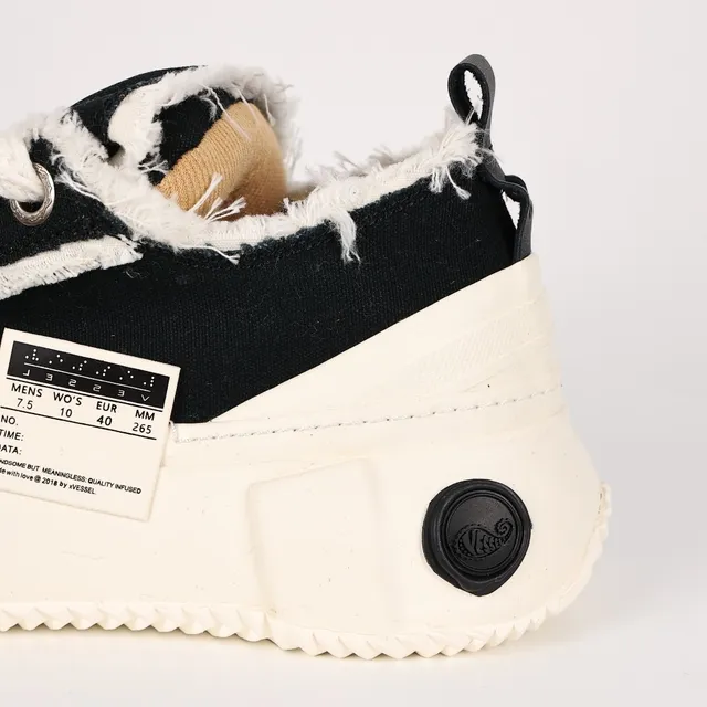 Black Beige Deconstructed Canvas Frayed Edge Detailing Sneakers 4