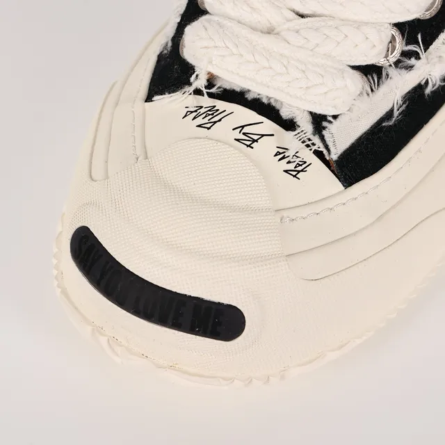 Black Beige Deconstructed Canvas Frayed Edge Detailing Sneakers 5