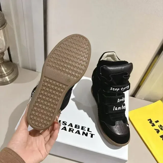 Black Beige High-Top Suede Upper Sneakers 2