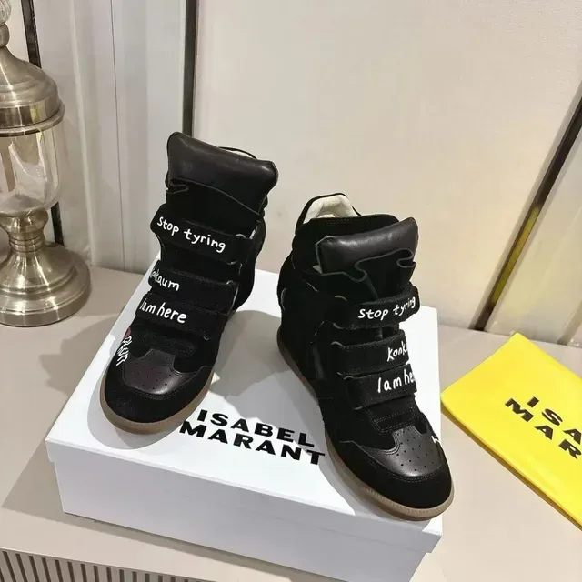 Black Beige High-Top Suede Upper Sneakers 5