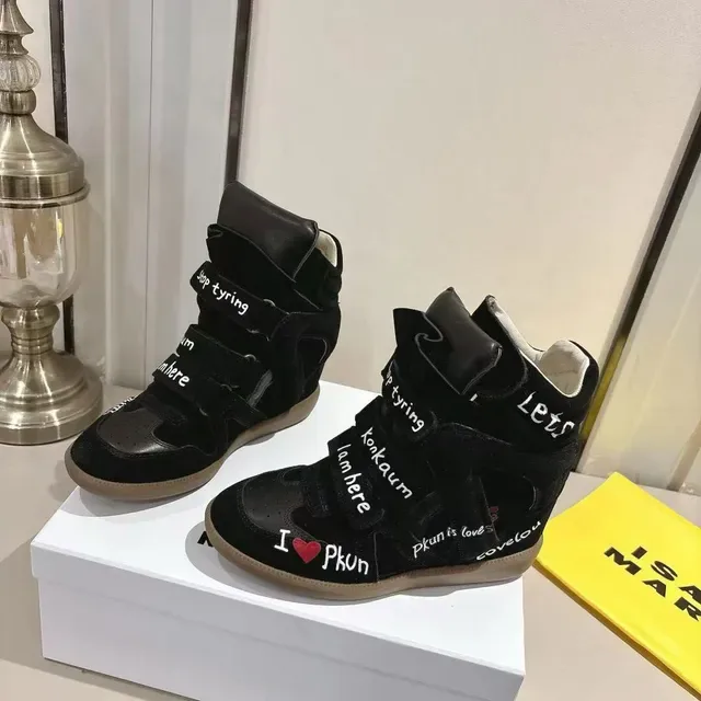 Black Beige High-Top Suede Upper Sneakers 6