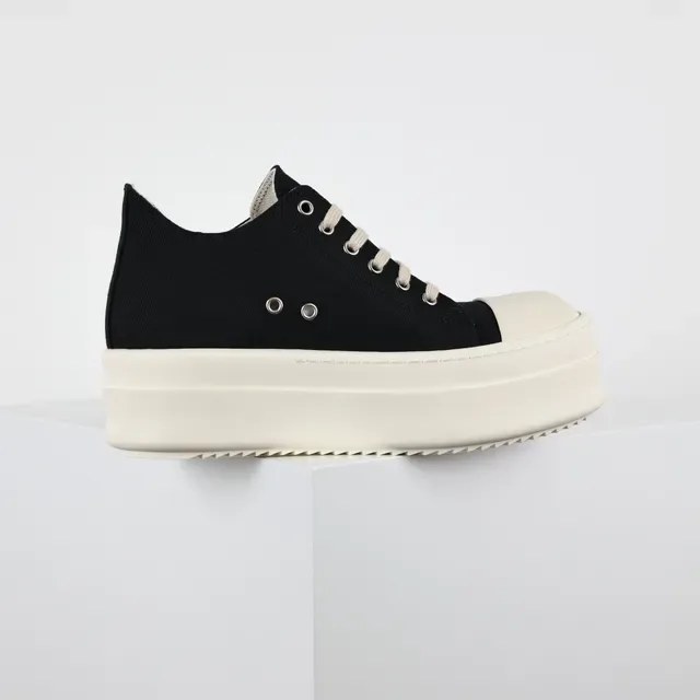 Black Beige Platform Sole Canvas Upper Sneakers 7