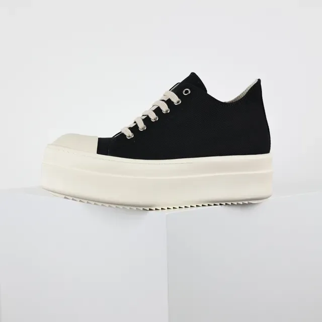 Black Beige Platform Sole Canvas Upper Sneakers 9