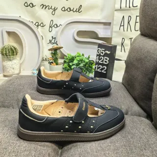 Black Beige T-Strap Studded Mary Jane Shoes