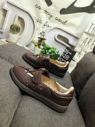 Black Beige T-Strap Studded Mary Jane Shoes 7