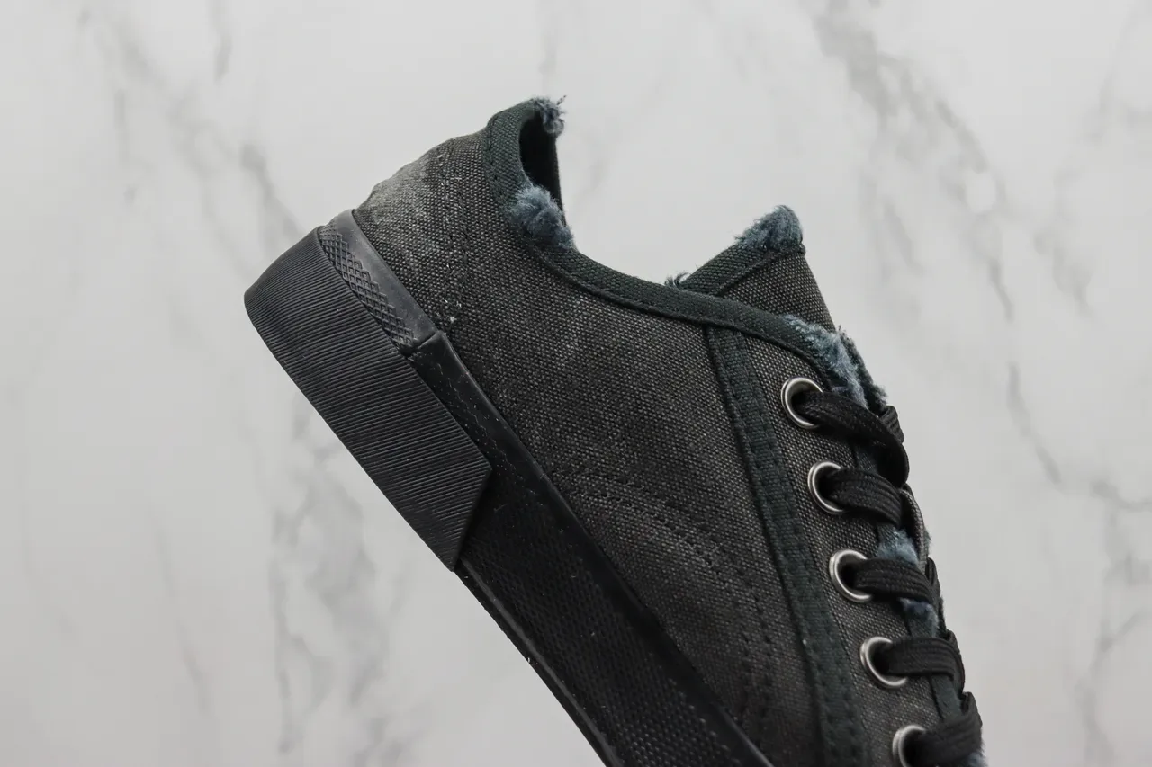 Black Blue Canvas Upper Frayed Collar Lining Sneakers 5