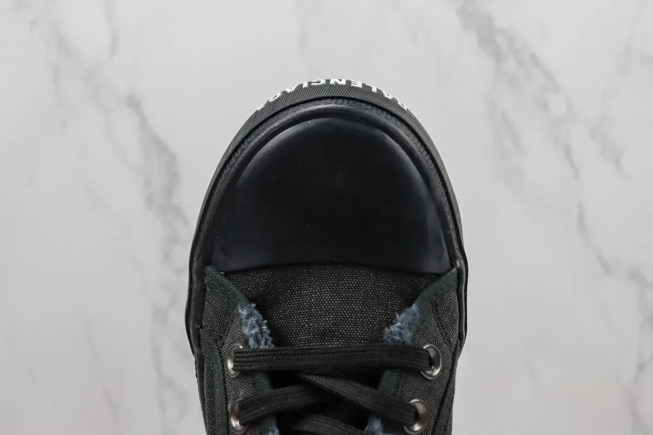 Black Blue Canvas Upper Frayed Collar Lining Sneakers 6