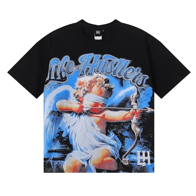 Black Blue Graphic Print Oversized Fit T-Shirt 5