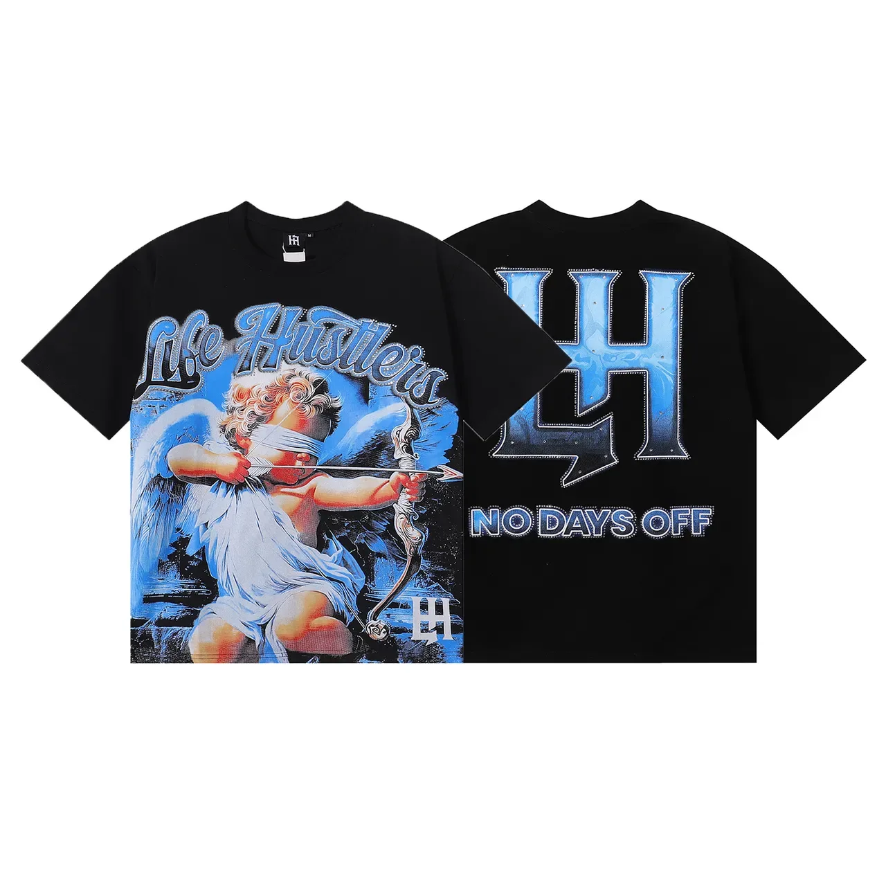 Black Blue Graphic Print Oversized Fit T-Shirt 6