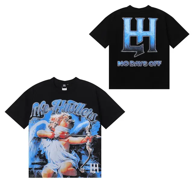 Black Blue Graphic Print Oversized Fit T-Shirt 7