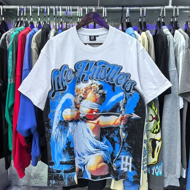 Black Blue Graphic Print Oversized Fit T-Shirt 10