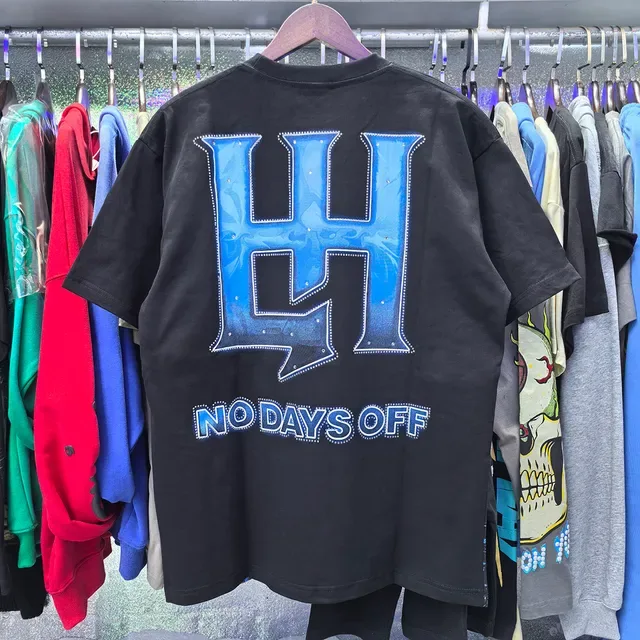 Black Blue Graphic Print Oversized Fit T-Shirt 11