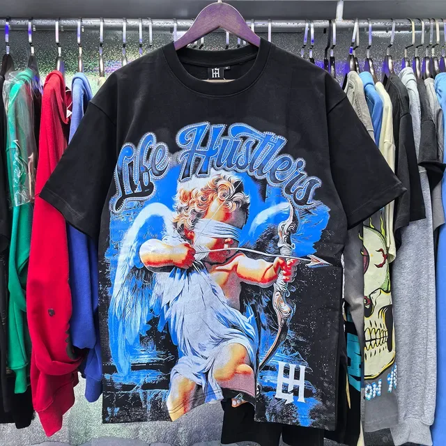 Black Blue Graphic Print Oversized Fit T-Shirt 12