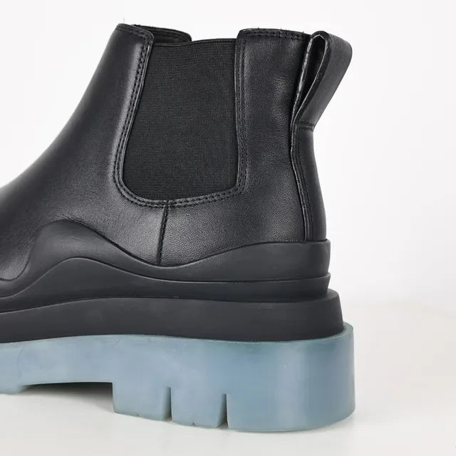 Black Blue Smooth Upper Elastic Side Panels Chelsea Boots 4