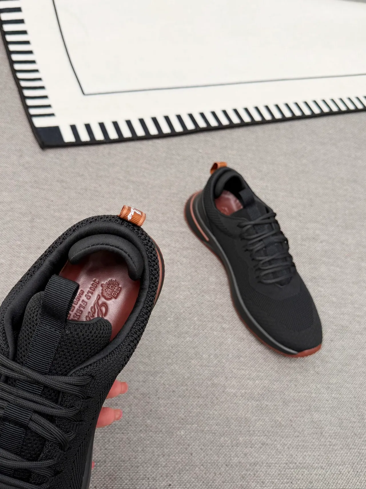 Black Brown Knit Mesh Upper Sculpted Monolithic Midsole Sneakers 2