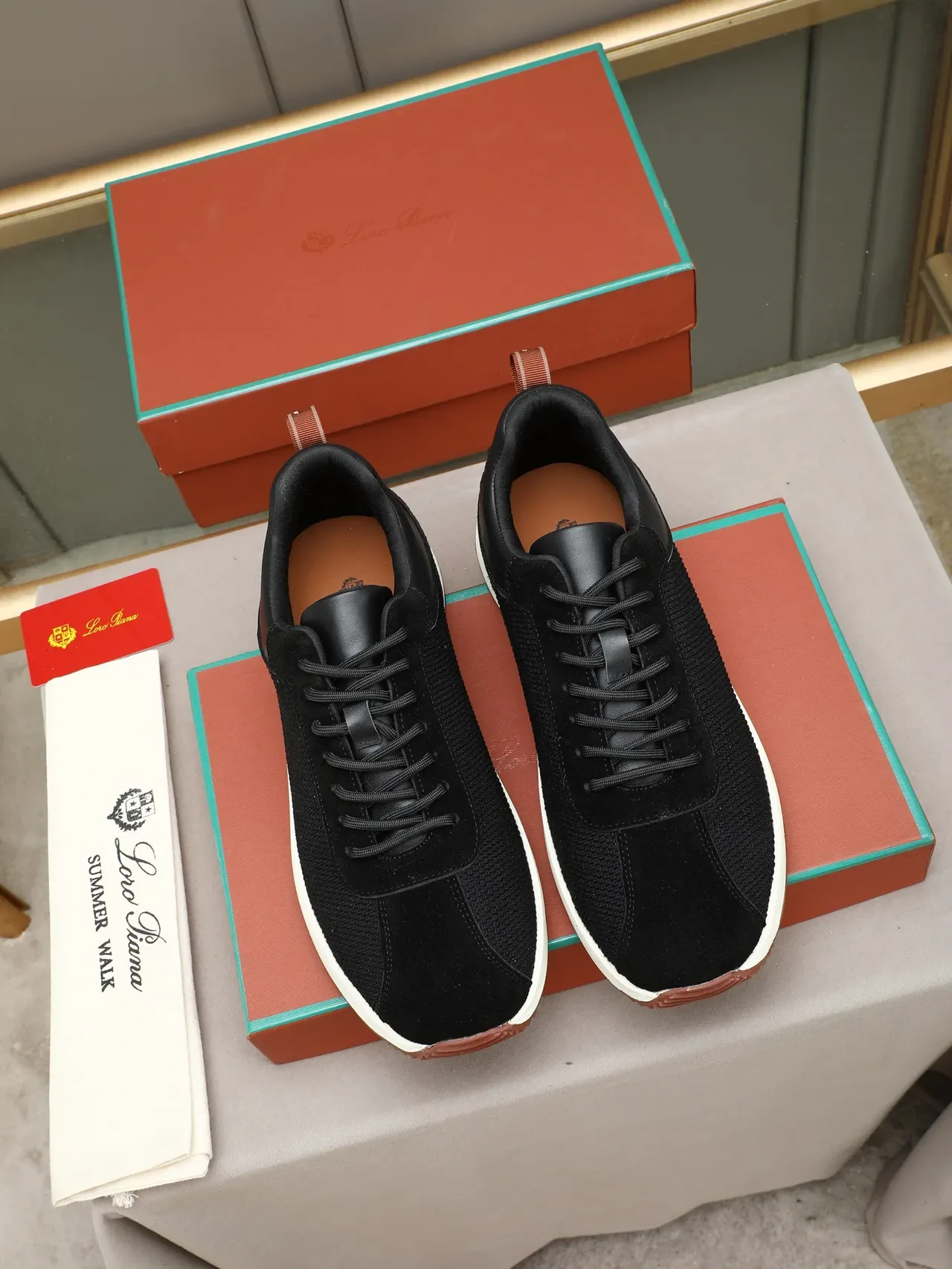 Black Brown Mesh And Suede Upper Layered White Midsole Sneakers 2