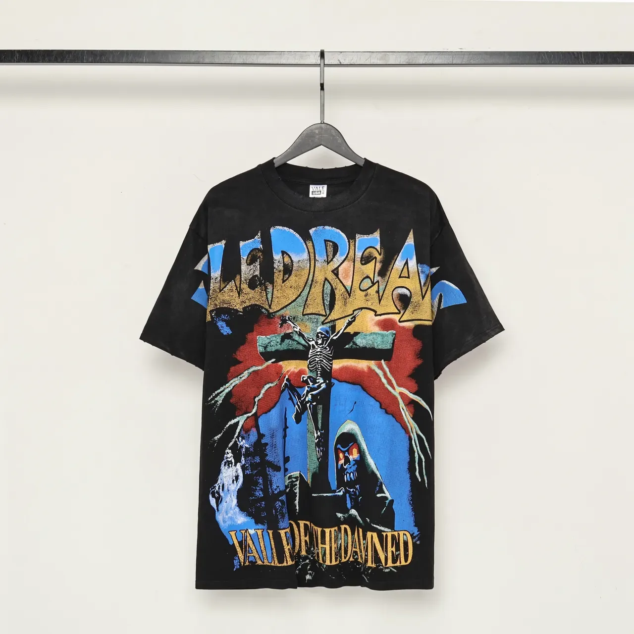 Black Distressed Graphic Print Oversized T-Shirt 2