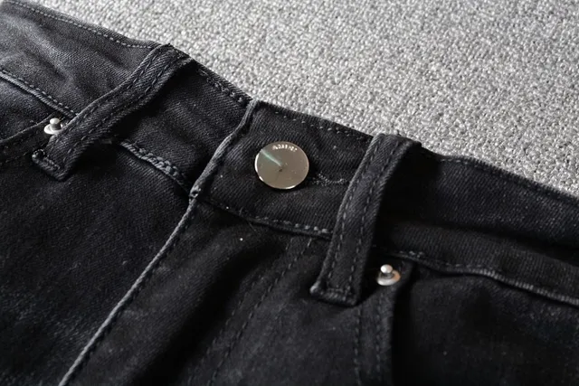 Black Distressed Slim-Fit Jeans 2