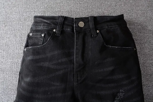 Black Distressed Slim-Fit Jeans 3