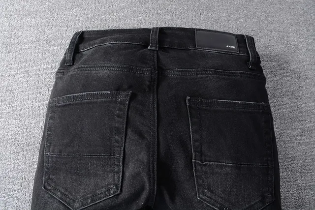 Black Distressed Slim-Fit Jeans 10