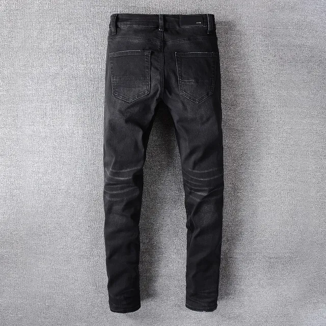 Black Distressed Slim-Fit Jeans 12