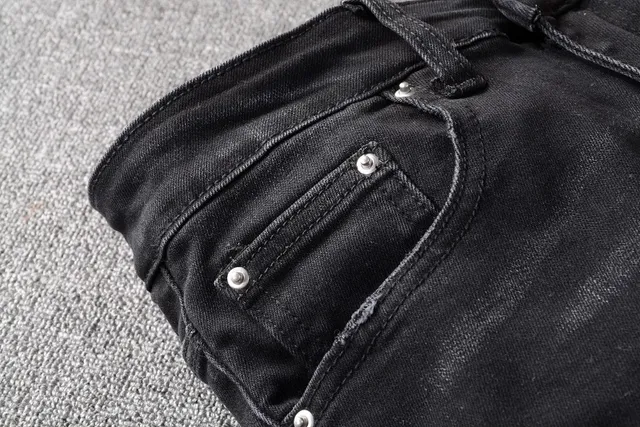 Black Distressed Slim-Fit Jeans 13