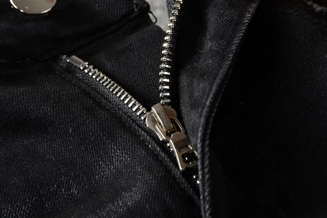 Black Distressed Slim-Fit Jeans 14
