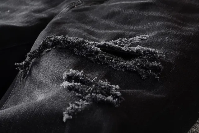 Black Distressed Slim-Fit Jeans 15