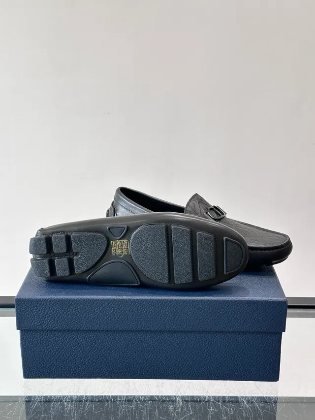 Black Embossed Geometric Pattern Buckle-Accented Strap Loafer 2