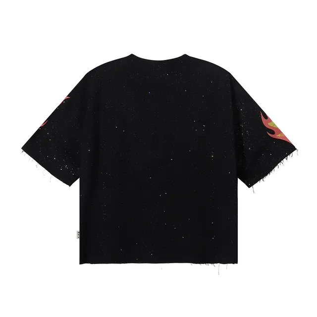 Black Flame Skull Graphic Oversized T-Shirt 2