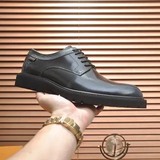 Black Glossy Leather Cap Toe Oxford Shoe