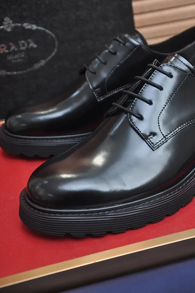 Black Glossy Leather Cap Toe Oxford Shoes 2