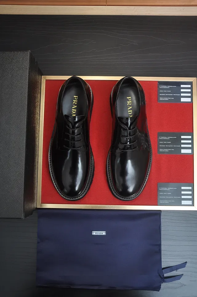 Black Glossy Leather Cap Toe Oxford Shoes 5
