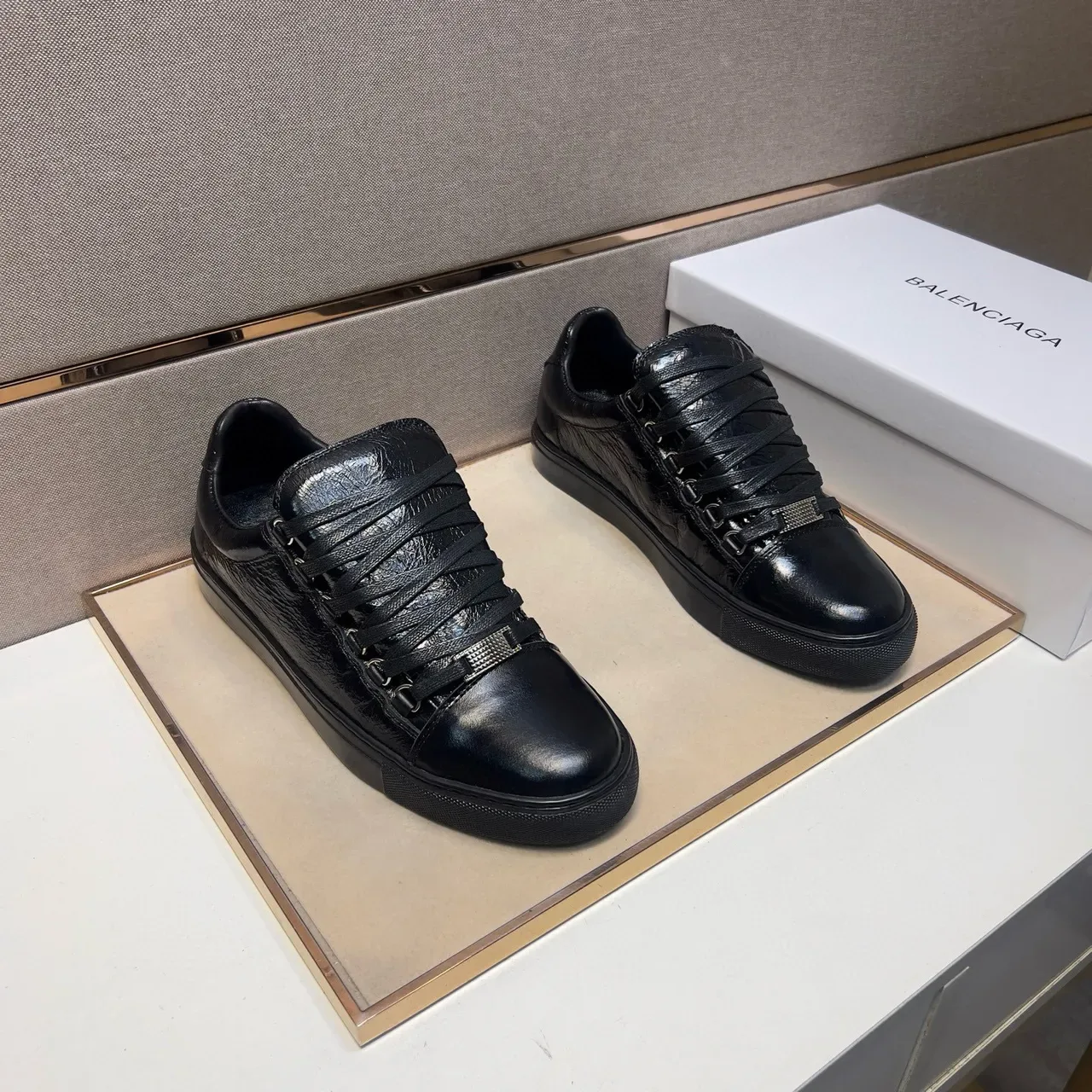 Black Glossy Patent Leather Low-Top Sneaker 2