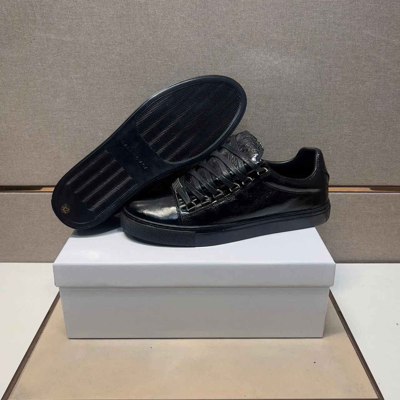 Black Glossy Patent Leather Low-Top Sneaker 8