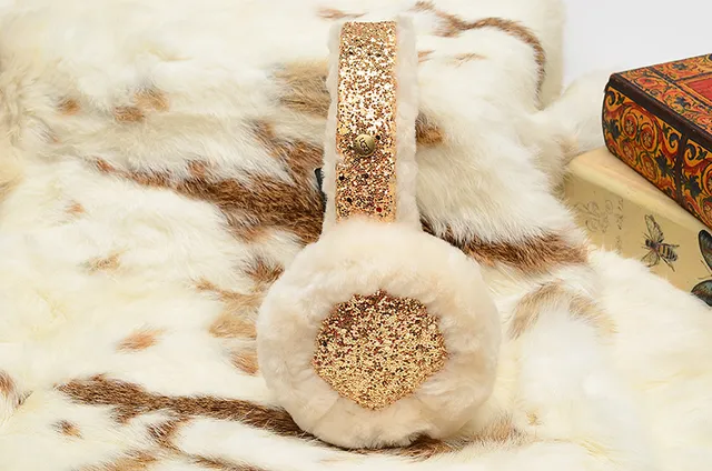 Boné com faixa preto e dourada fluffy faux fur glitter-accented 7