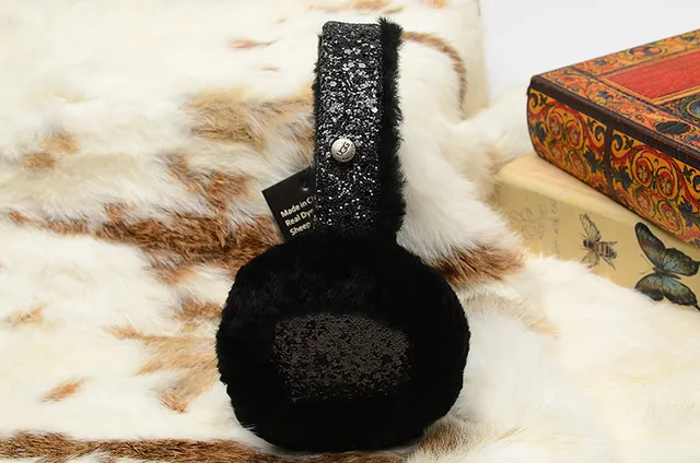 Boné com faixa preto e dourada fluffy faux fur glitter-accented 19