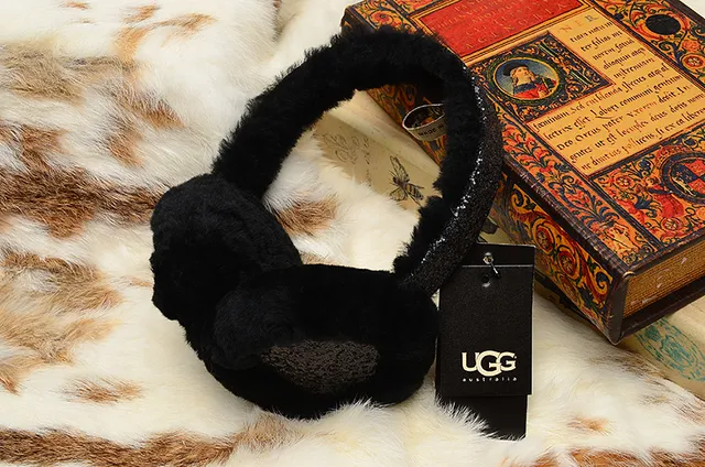 Boné com faixa preto e dourada fluffy faux fur glitter-accented 20