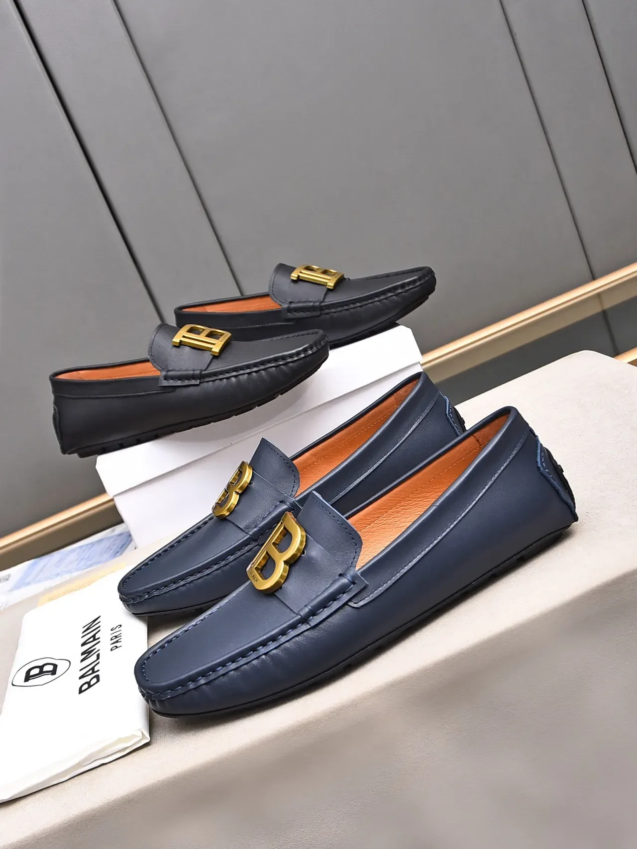 Black Gold Leather Buckle Loafer 2