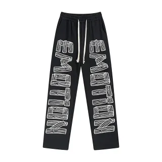 Black Graphic-Print Relaxed Fit Sweatpants