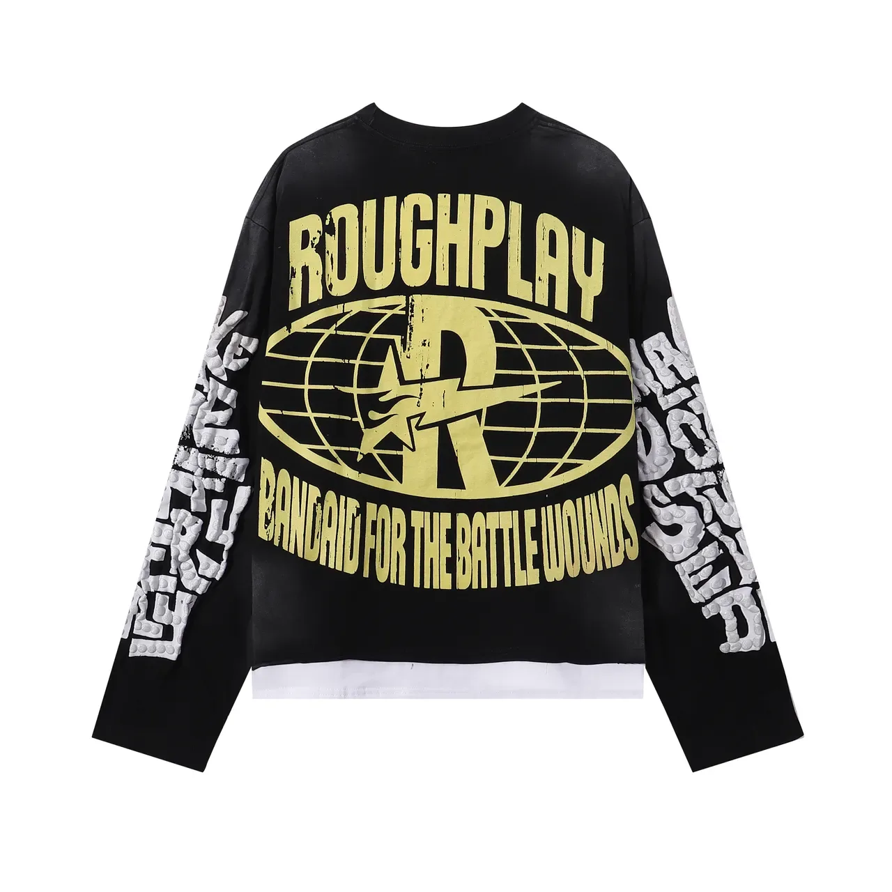 Black Graphic-Print Studded Sleeve Oversized T-Shirt 3