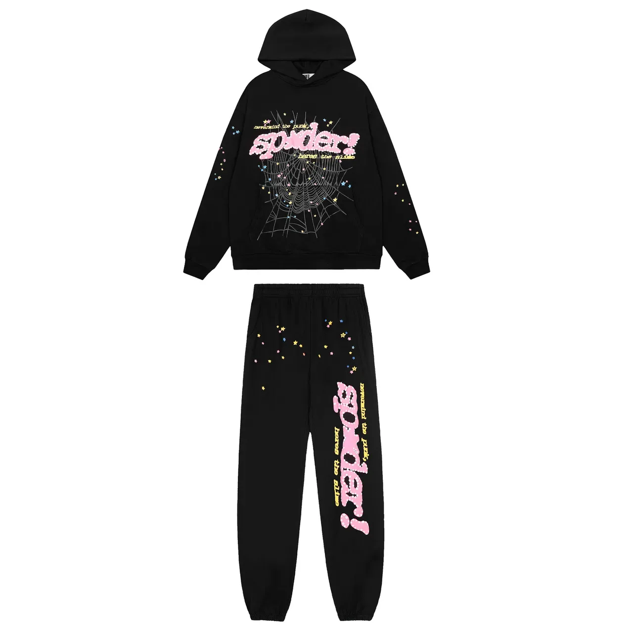 Black Graphic Spiderweb Print Tracksuit 8