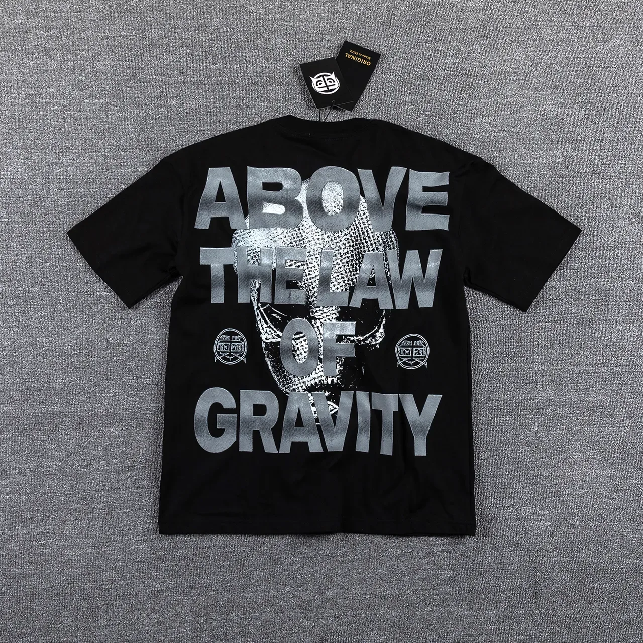 Black Gray Graphic-Print Oversized Fit T-Shirt 3